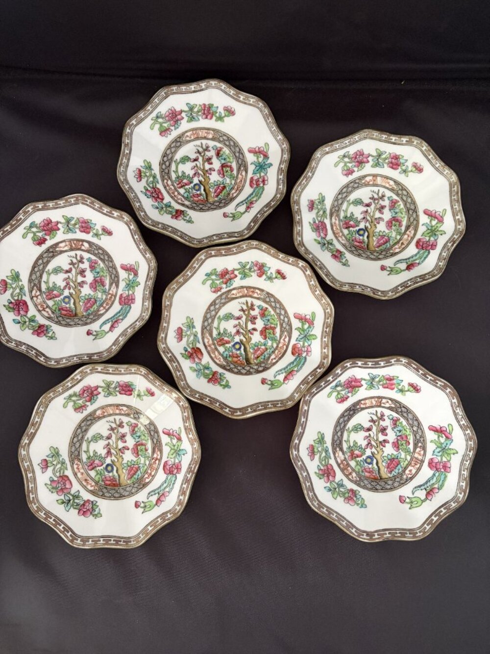 Coalport Indian Tree Saucers (6) for Teacups Scalloped Edge England - Picture 2 of 5